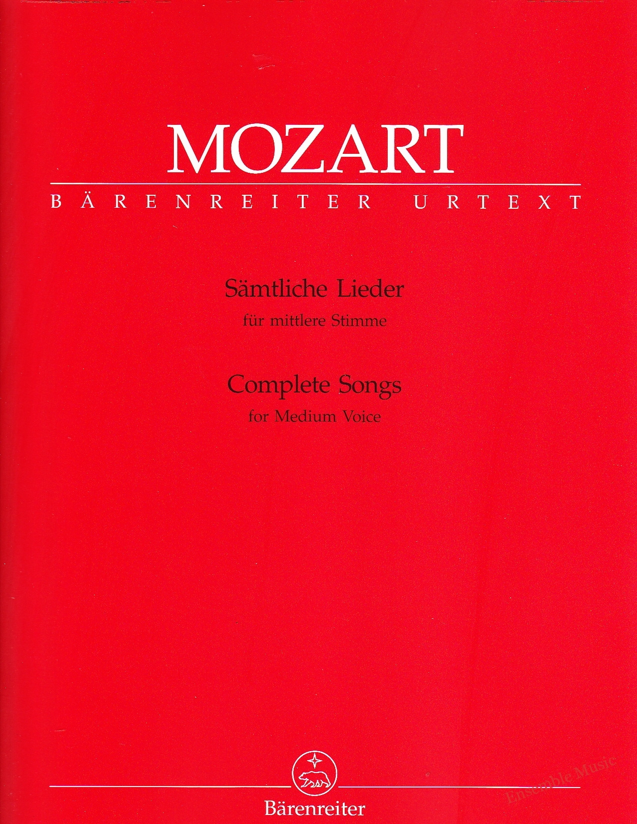 Mozart Complete Songs for Medium Voice